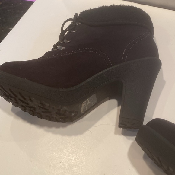 Jellypop Black Suede High Chunky Heel Booties - Picture 3 of 7